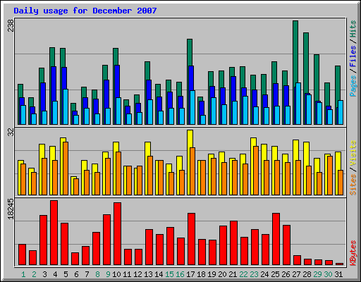 Daily usage for December 2007
