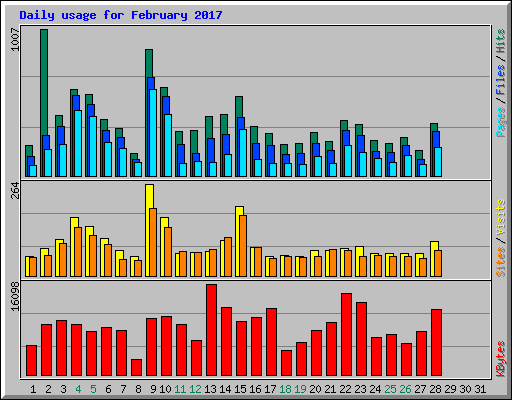 Daily usage for February 2017