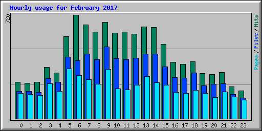Hourly usage for February 2017